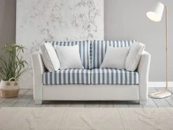 Sofa "Hooge" In Creme Und Blau Landhaus Couch 2-Sitzer 160 Cm Inkl. 4 Kissen -Wohnwelt Verkauf 10008 5