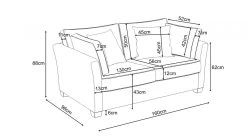 Sofa "Hooge" In Creme Und Blau Landhaus Couch 2-Sitzer 160 Cm Inkl. 4 Kissen -Wohnwelt Verkauf 10008 9