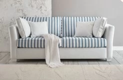 Sofa "Hooge" In Creme Und Blau Landhaus Wohnzimmer Couch 2,5-Sitzer 200 Cm