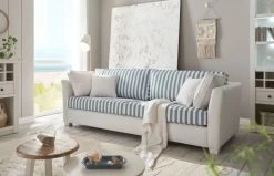 Sofa "Hooge" In Creme Und Blau Landhaus Wohnzimmer Couch 2,5-Sitzer 200 Cm -Wohnwelt Verkauf 10009 4