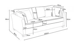 Sofa "Hooge" In Creme Und Blau Landhaus Wohnzimmer Couch 2,5-Sitzer 200 Cm -Wohnwelt Verkauf 10009 9