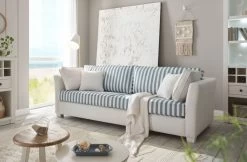 Sofa "Hooge" In Creme Und Blau Landhaus Wohnzimmer Couch 3-Sitzer 240 Cm -Wohnwelt Verkauf 10010 4