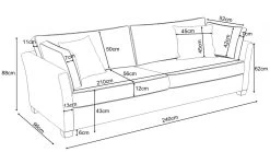 Sofa "Hooge" In Creme Und Blau Landhaus Wohnzimmer Couch 3-Sitzer 240 Cm -Wohnwelt Verkauf 10010 9