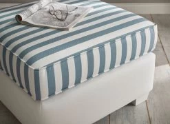 Sofa Set "Hooge" In Creme Und Blau Landhaus Wohnzimmer Couch 3-Sitzer Inklusive Hocker -Wohnwelt Verkauf 10012 3