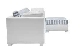 Sofa Set "Hooge" In Creme Und Blau Landhaus Wohnzimmer Couch 3-Sitzer Inklusive Hocker -Wohnwelt Verkauf 10012 8