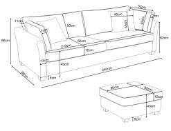 Sofa Set "Hooge" In Creme Und Blau Landhaus Wohnzimmer Couch 3-Sitzer Inklusive Hocker -Wohnwelt Verkauf 10012 9