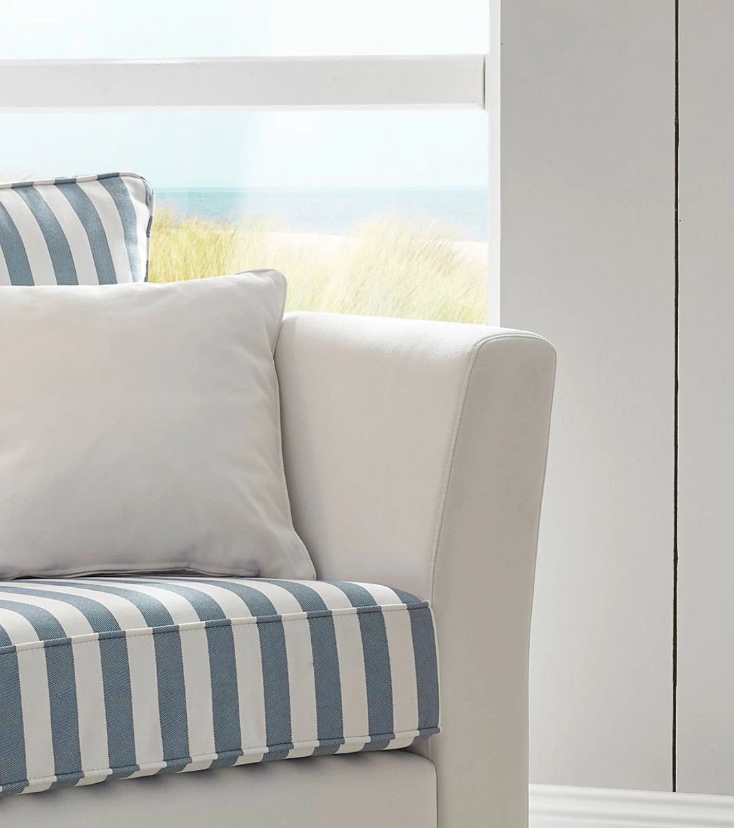 Sessel Set "Hooge" In Creme Und Blau Landhaus Wohnzimmer Loungesessel Inklusive Hocker 4 Sessel Set "Hooge" In Creme Und Blau Landhaus Wohnzimmer Loungesessel Inklusive Hocker – Bild 2