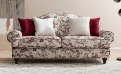 Sofa 3-Sitzer "Elita" In Creme Landhaus Blumen Design Couch 200 Cm
