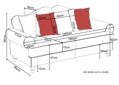 Sofa 3-Sitzer "Elita" In Creme Landhaus Blumen Design Couch 200 Cm -Wohnwelt Verkauf 10034 9