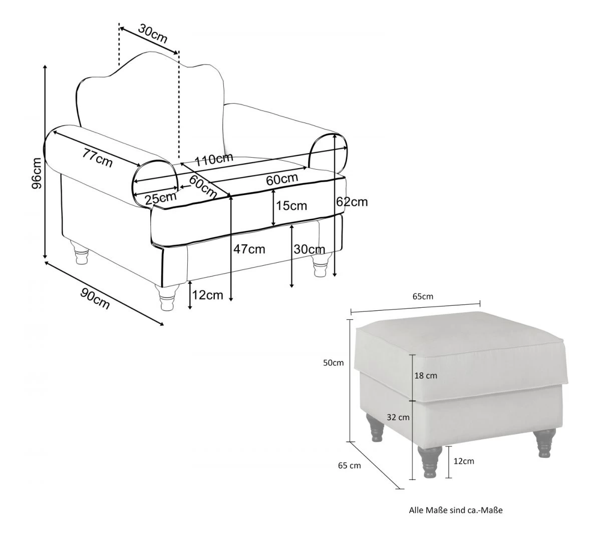 Sessel Set "Elita" In Creme Landhaus Blumen Design Loungesessel Inklusive Hocker 11 Sessel Set "Elita" In Creme Landhaus Blumen Design Loungesessel Inklusive Hocker – Bild 9