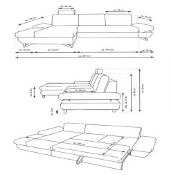 Ecksofa "Skalm" In Grau Struktur-Stoff Sofa Mit Bettfunktion Und Stauraum 284 Cm 21 Ecksofa "Skalm" In Grau Struktur-Stoff Sofa Mit Bettfunktion Und Stauraum 284 Cm -Wohnwelt Verkauf 10051 10