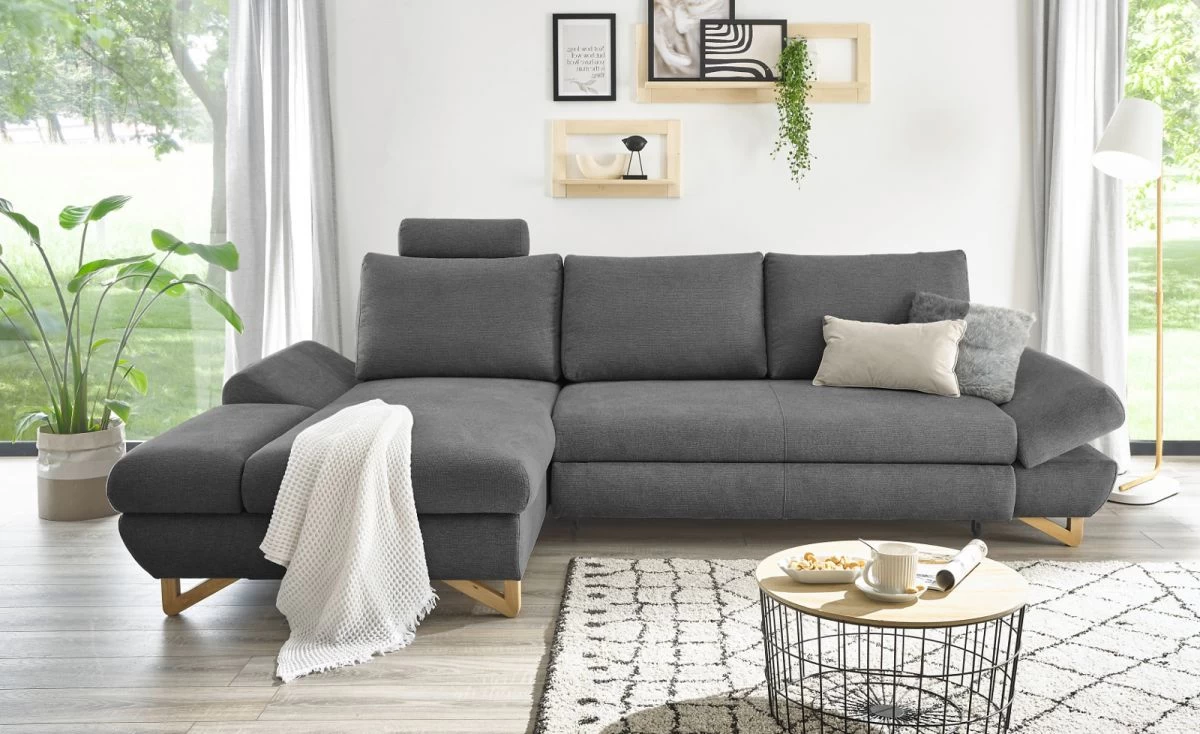 Ecksofa "Skalm" In Grau Struktur-Stoff Sofa Mit Bettfunktion Und Stauraum 284 Cm 8 Ecksofa "Skalm" In Grau Struktur-Stoff Sofa Mit Bettfunktion Und Stauraum 284 Cm – Bild 6
