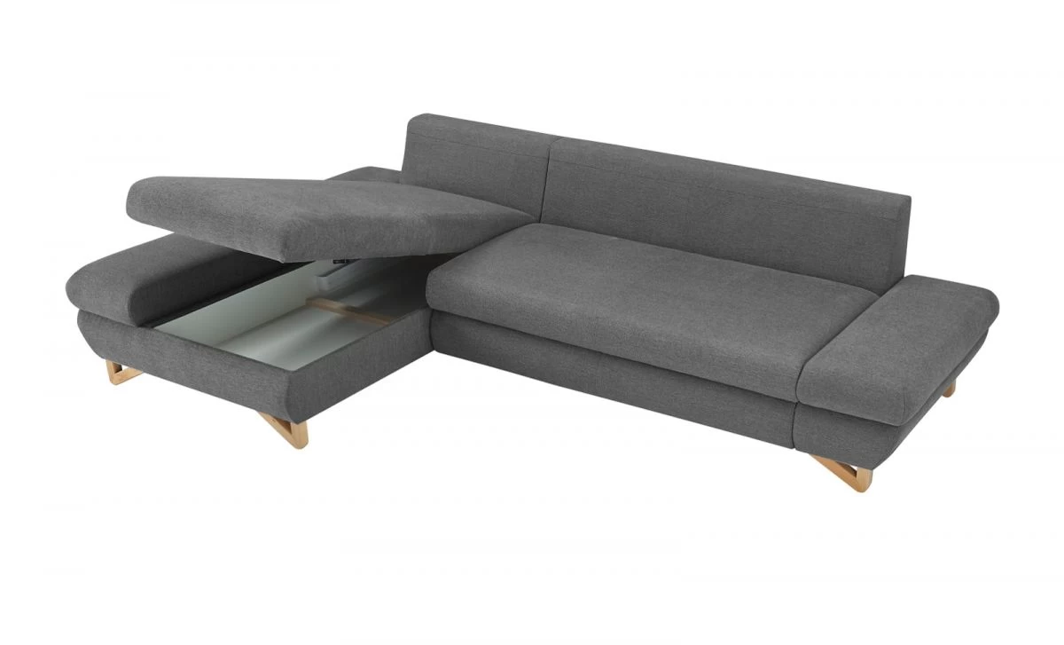 Ecksofa "Skalm" In Grau Struktur-Stoff Sofa Mit Bettfunktion Und Stauraum 284 Cm 10 Ecksofa "Skalm" In Grau Struktur-Stoff Sofa Mit Bettfunktion Und Stauraum 284 Cm – Bild 8