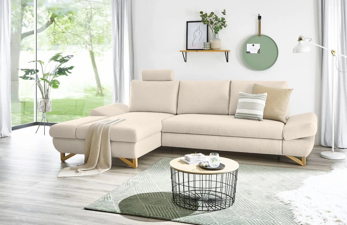 Ecksofa "Skalm" In Creme Velours Wohnzimmer Sofa 7 Ecksofa "Skalm" In Creme Velours Wohnzimmer Sofa – Bild 5