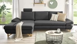 Ecksofa "Skalm" In Grau Velours Wohnzimmer Sofa