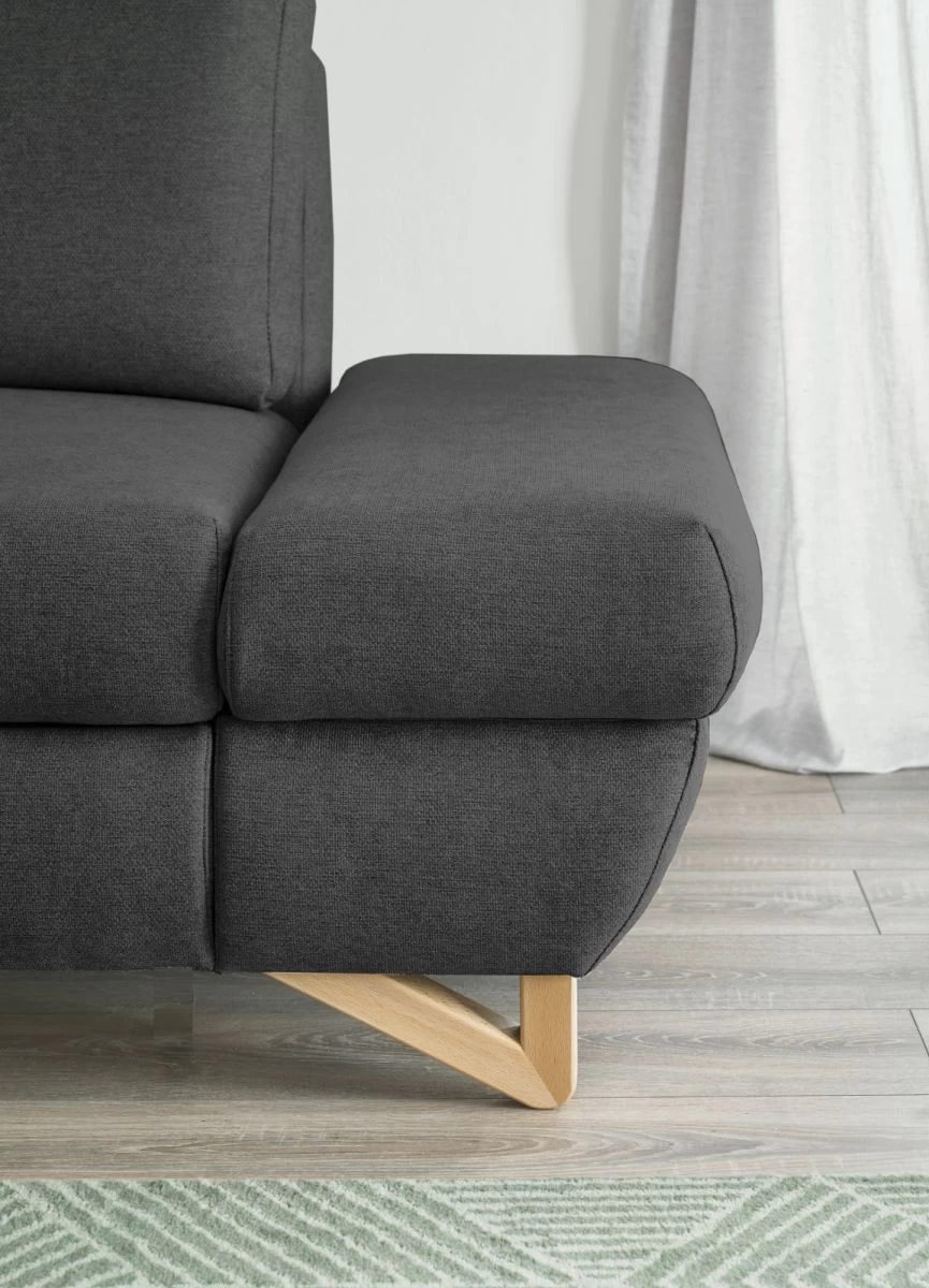 Ecksofa "Skalm" In Grau Velours Wohnzimmer Sofa 4 Ecksofa "Skalm" In Grau Velours Wohnzimmer Sofa – Bild 2