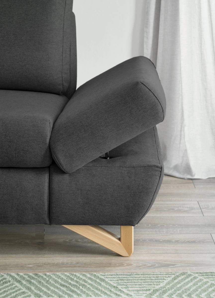 Ecksofa "Skalm" In Grau Velours Wohnzimmer Sofa 5 Ecksofa "Skalm" In Grau Velours Wohnzimmer Sofa – Bild 3