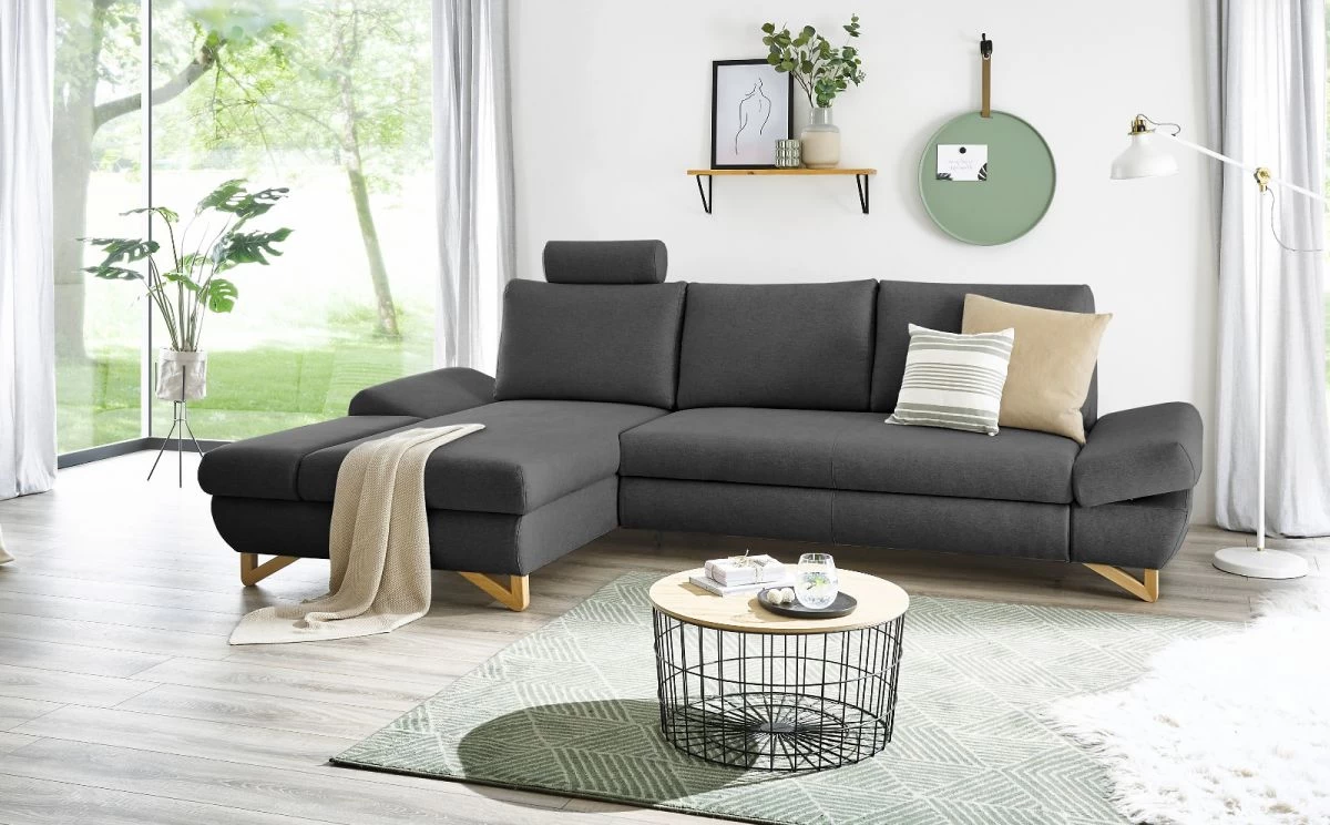Ecksofa "Skalm" In Grau Velours Wohnzimmer Sofa 7 Ecksofa "Skalm" In Grau Velours Wohnzimmer Sofa – Bild 5