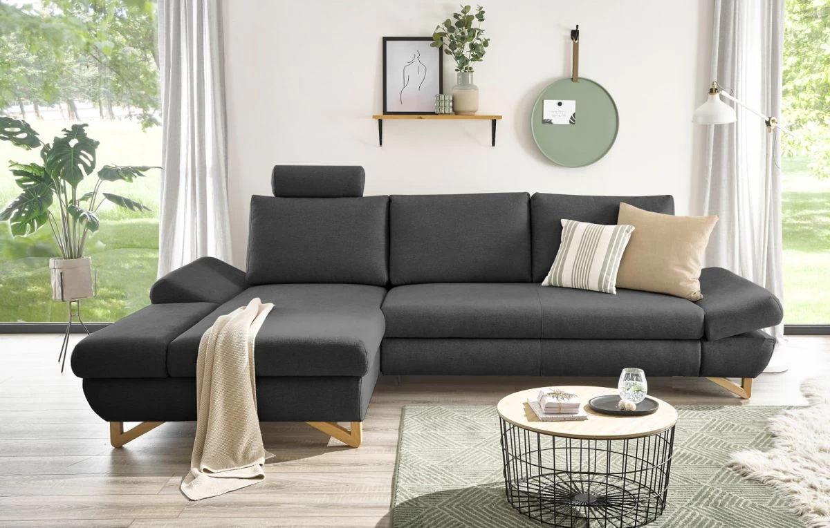 Ecksofa "Skalm" In Grau Velours Wohnzimmer Sofa 8 Ecksofa "Skalm" In Grau Velours Wohnzimmer Sofa – Bild 6