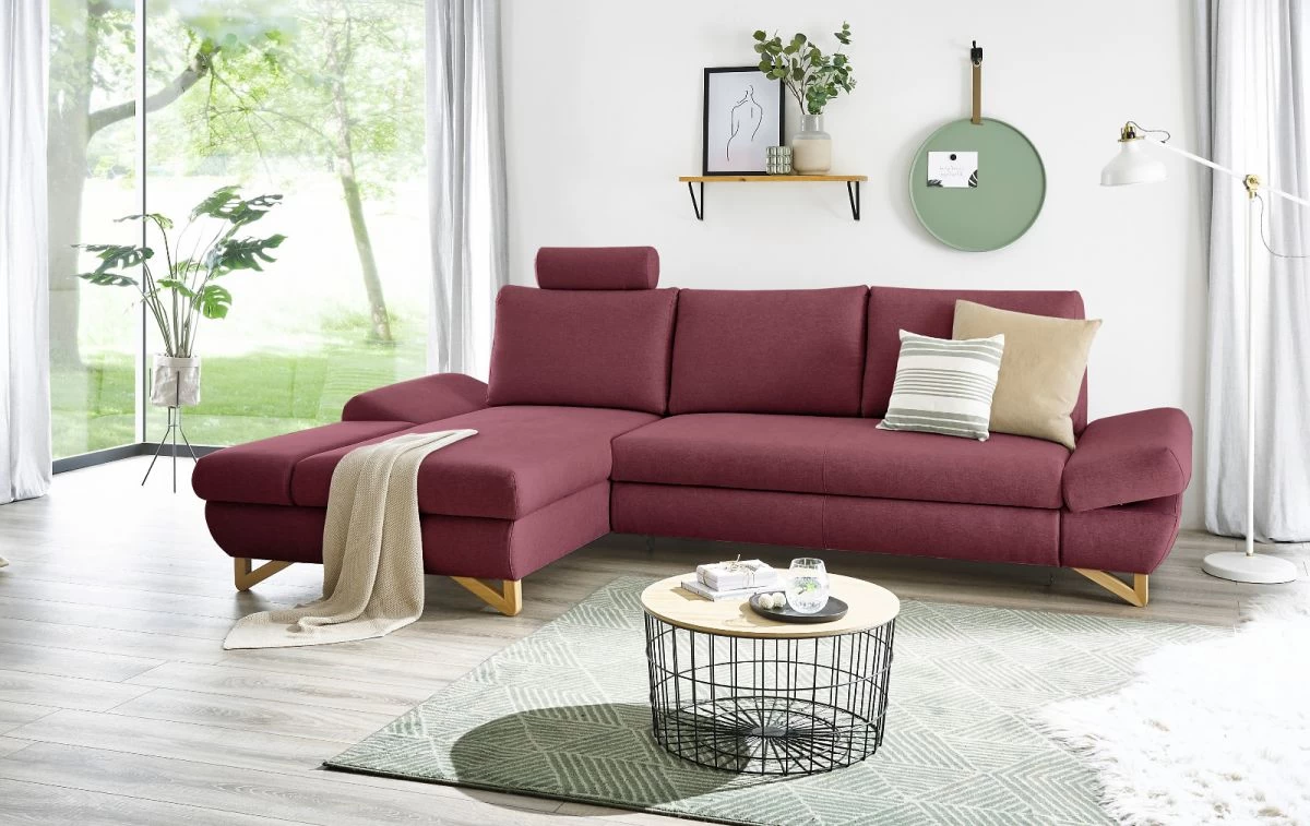 Ecksofa "Skalm" In Bordeaux Velours Wohnzimmer Sofa 7 Ecksofa "Skalm" In Bordeaux Velours Wohnzimmer Sofa – Bild 5