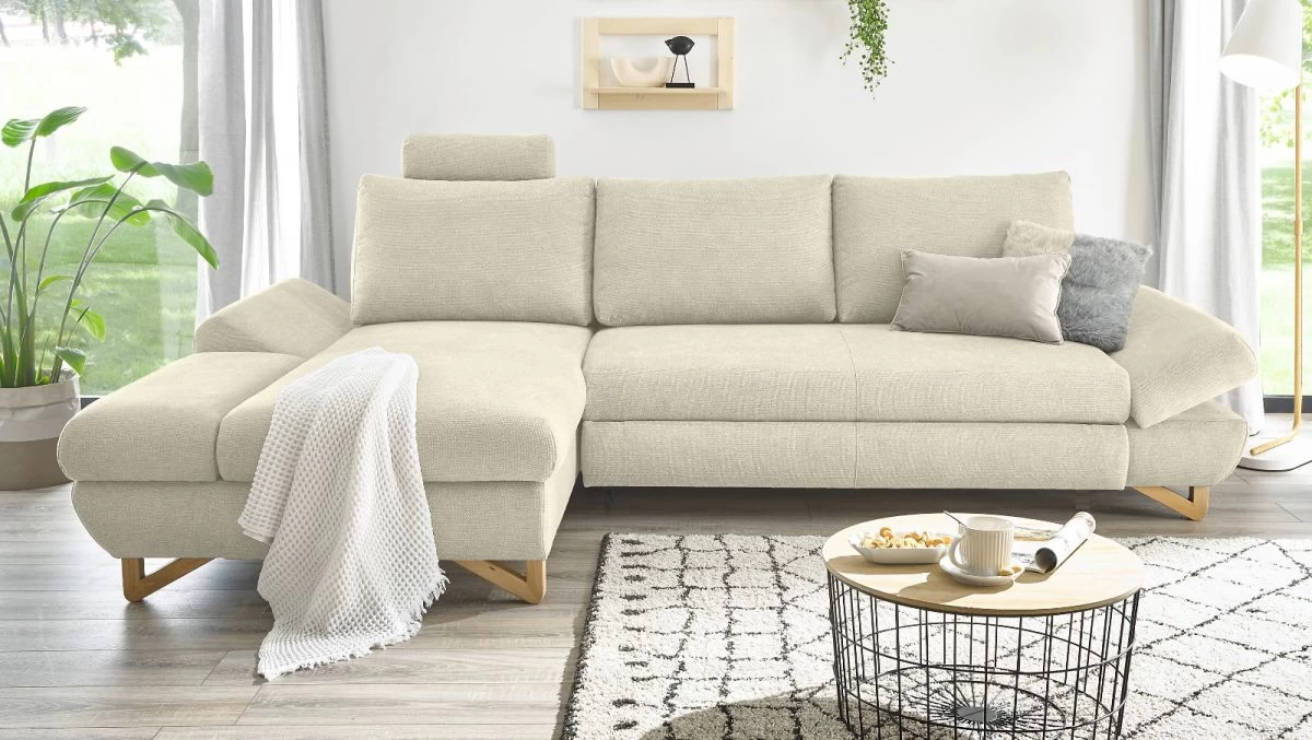 Ecksofa "Skalm" In Beige Struktur-Stoff Wohnzimmer Sofa 3 Ecksofa "Skalm" In Beige Struktur-Stoff Wohnzimmer Sofa