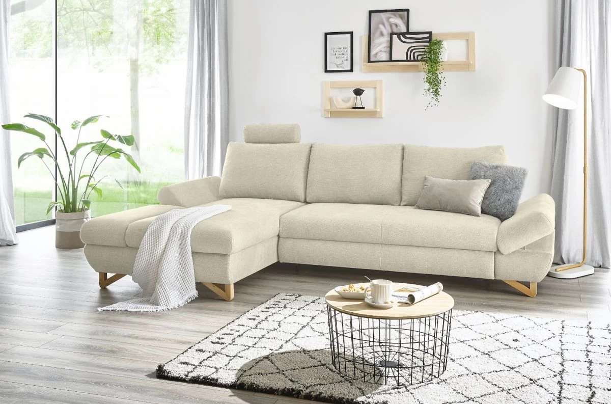 Ecksofa "Skalm" In Beige Struktur-Stoff Wohnzimmer Sofa 7 Ecksofa "Skalm" In Beige Struktur-Stoff Wohnzimmer Sofa – Bild 5