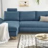 Ecksofa "Skalm" In Blau Struktur-Stoff Wohnzimmer Sofa -Wohnwelt Verkauf 10066 1