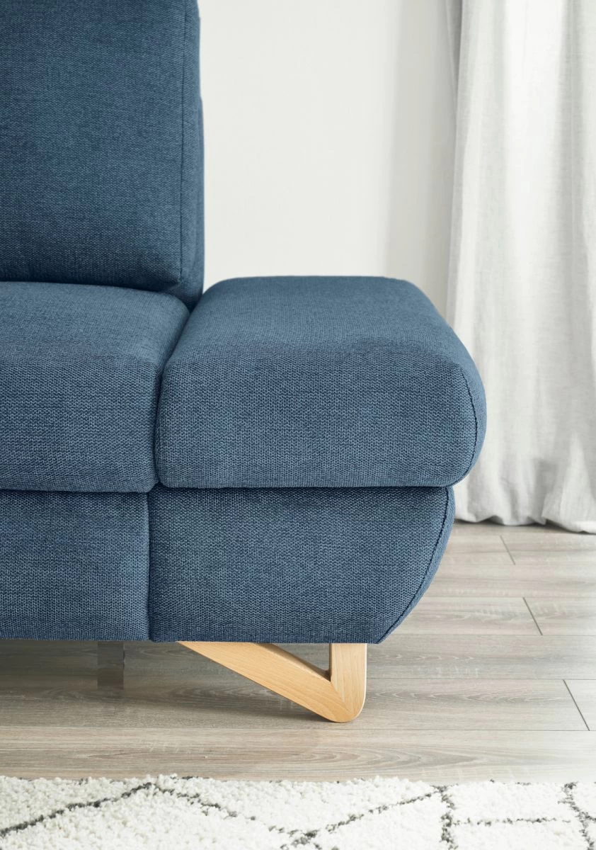 Ecksofa "Skalm" In Blau Struktur-Stoff Wohnzimmer Sofa 4 Ecksofa "Skalm" In Blau Struktur-Stoff Wohnzimmer Sofa – Bild 2