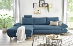 Ecksofa "Skalm" In Blau Struktur-Stoff Wohnzimmer Sofa 17 Ecksofa "Skalm" In Blau Struktur-Stoff Wohnzimmer Sofa -Wohnwelt Verkauf 10066 6