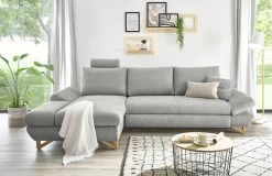 Ecksofa "Skalm" In Hellgrau Struktur-Stoff Wohnzimmer Sofa -Wohnwelt Verkauf 10067 6