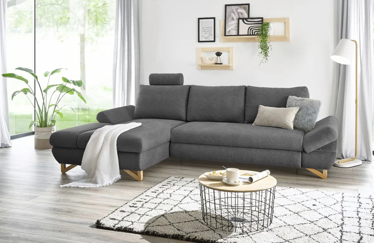 Ecksofa "Skalm" In Grau Struktur-Stoff Wohnzimmer Sofa 7 Ecksofa "Skalm" In Grau Struktur-Stoff Wohnzimmer Sofa – Bild 5