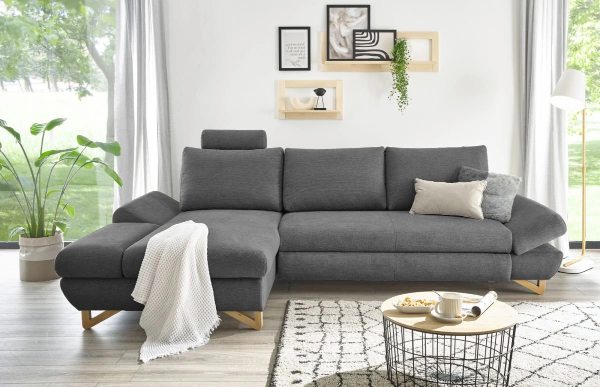 Ecksofa "Skalm" In Grau Struktur-Stoff Wohnzimmer Sofa 8 Ecksofa "Skalm" In Grau Struktur-Stoff Wohnzimmer Sofa – Bild 6