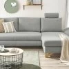 Ecksofa "Skalm" In Hellgrau Velours Wohnzimmer Sofa -Wohnwelt Verkauf 10070 1