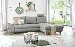 Ecksofa "Skalm" In Hellgrau Velours Wohnzimmer Sofa -Wohnwelt Verkauf 10070 5