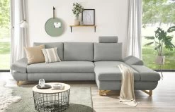 Ecksofa "Skalm" In Hellgrau Velours Wohnzimmer Sofa -Wohnwelt Verkauf 10070 6