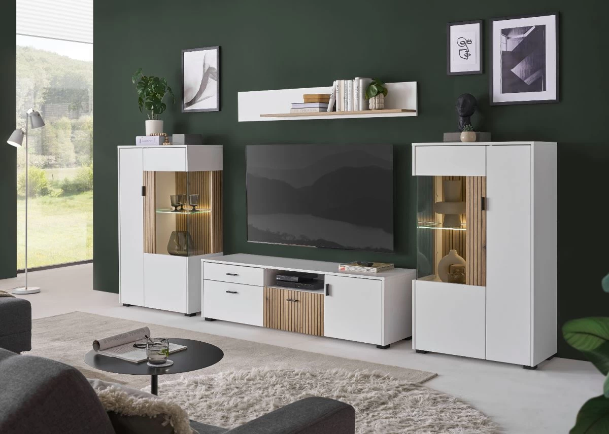 TV-Lowboard "Merced" In Weiß Matt Und Evoke Eiche TV Unterteil 150 X 44 Cm 7 TV-Lowboard "Merced" In Weiß Matt Und Evoke Eiche TV Unterteil 150 X 44 Cm – Bild 5