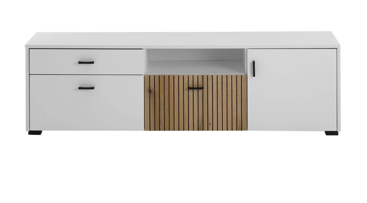 TV-Lowboard "Merced" In Weiß Matt Und Evoke Eiche TV Unterteil 150 X 44 Cm 9 TV-Lowboard "Merced" In Weiß Matt Und Evoke Eiche TV Unterteil 150 X 44 Cm – Bild 7