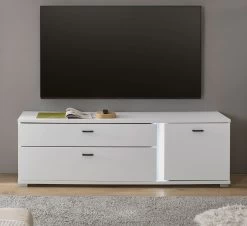 TV-Lowboard "Bellport" In Weiß Matt TV Unterteil Inklusive Frontbeleuchtung 150 Cm