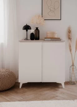 Kommode "Bertrix" In Weiß Und Sandstein Wohn- Und Esszimmer Sideboard 88 X 92 Cm -Wohnwelt Verkauf 10181 4