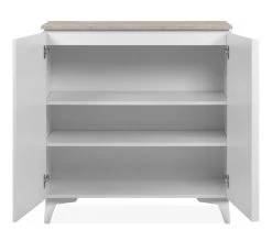 Kommode "Bertrix" In Weiß Und Sandstein Wohn- Und Esszimmer Sideboard 88 X 92 Cm -Wohnwelt Verkauf 10181 9