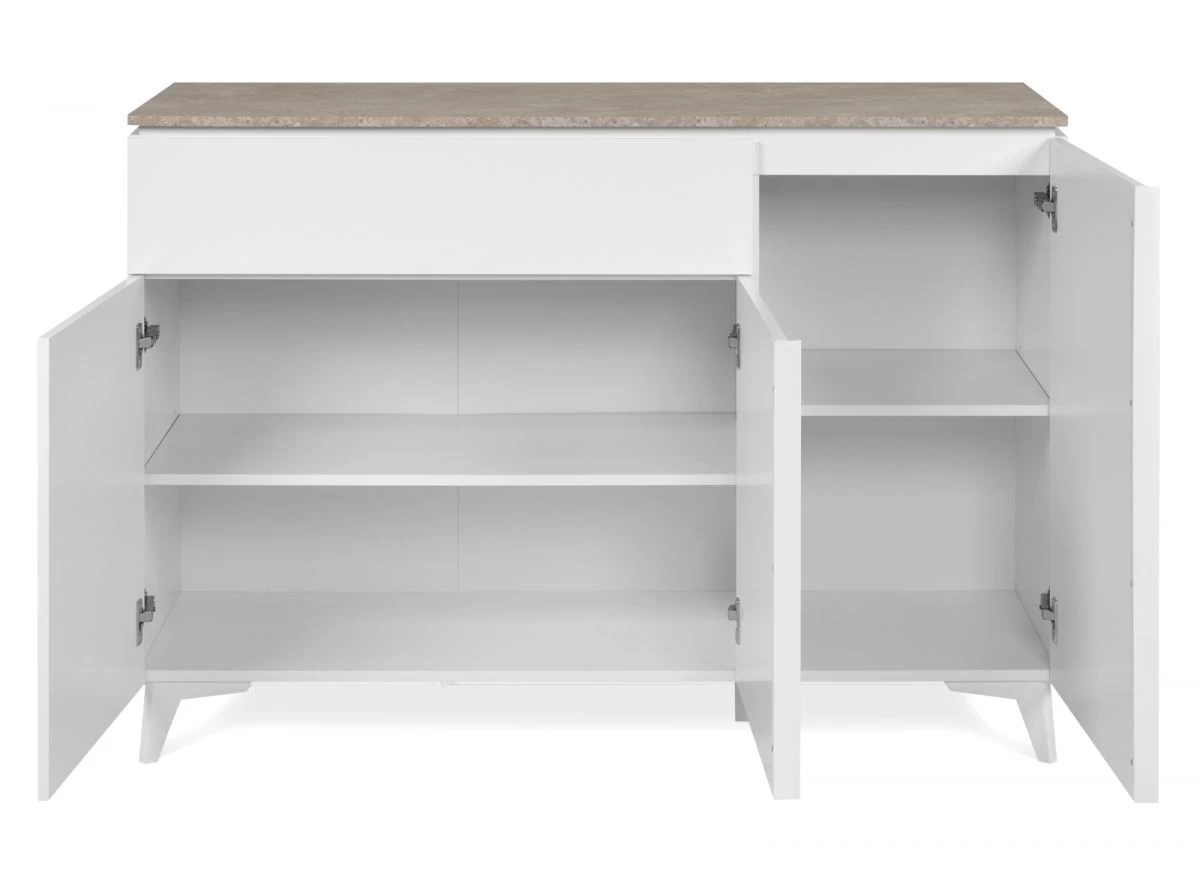 Sideboard "Bertrix" In Weiß Und Sandstein Wohn- Und Esszimmer Kommode 133 X 92 Cm 12 Sideboard "Bertrix" In Weiß Und Sandstein Wohn- Und Esszimmer Kommode 133 X 92 Cm – Bild 10