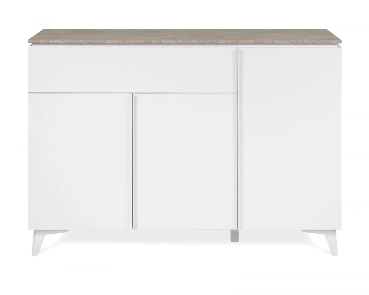 Sideboard "Bertrix" In Weiß Und Sandstein Wohn- Und Esszimmer Kommode 133 X 92 Cm 10 Sideboard "Bertrix" In Weiß Und Sandstein Wohn- Und Esszimmer Kommode 133 X 92 Cm – Bild 8