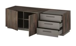 TV-Lowboard "Piano" In Thermo Eiche Und Grau TV Unterteil Mit Soft-Close 152 X 50 Cm -Wohnwelt Verkauf 10187 10