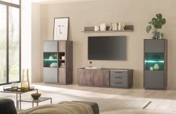 TV-Lowboard "Piano" In Thermo Eiche Und Grau TV Unterteil Mit Soft-Close 152 X 50 Cm -Wohnwelt Verkauf 10187 6