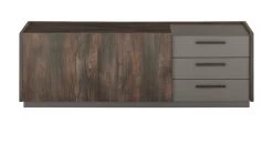 TV-Lowboard "Piano" In Thermo Eiche Und Grau TV Unterteil Mit Soft-Close 152 X 50 Cm -Wohnwelt Verkauf 10187 9