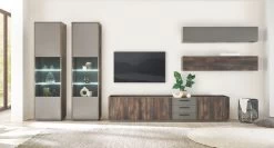 TV-Lowboard "Piano" In Thermo Eiche Und Grau XXL TV Unterteil Mit Soft-Close 240 X 50 Cm -Wohnwelt Verkauf 10189 5