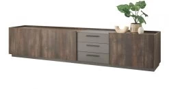 TV-Lowboard "Piano" In Thermo Eiche Und Grau XXL TV Unterteil Mit Soft-Close 240 X 50 Cm -Wohnwelt Verkauf 10189 8