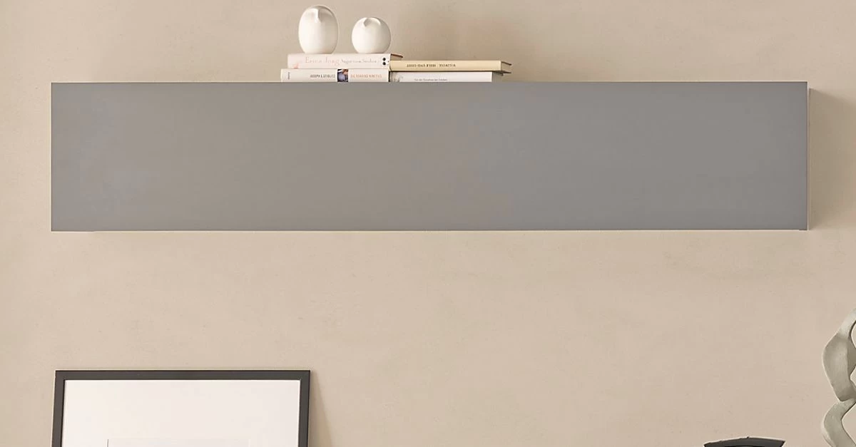 Hängeschrank "Piano" In Grau Wandschrank Hängend 152 X 30 Cm 3 Hängeschrank "Piano" In Grau Wandschrank Hängend 152 X 30 Cm