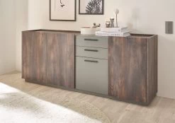 Sideboard "Piano" In Thermo Eiche Und Grau Kommode Mit Soft-Close 200 X 80 Cm -Wohnwelt Verkauf 10196 4