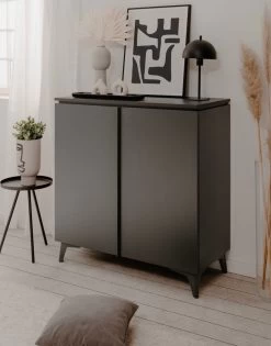 Kommode "Bertrix" In Grau Und Schiefer Wohn- Und Esszimmer Sideboard 88 X 92 Cm -Wohnwelt Verkauf 10240 4
